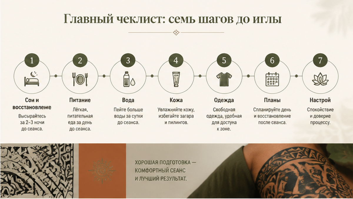 Этапы сеанса / заживления: Главный чеклист: семь шагов до иглы