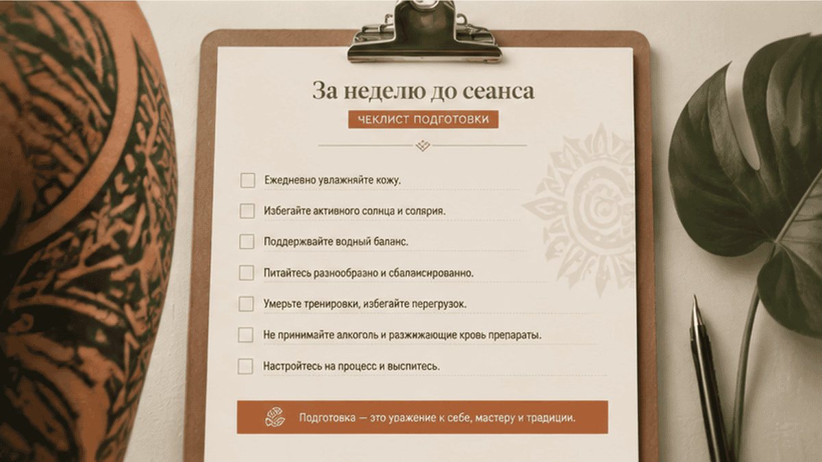 Чеклист перед сеансом / ухода: За неделю до сеанса