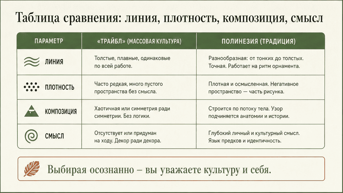 Базовые мотивы полинезийского орнамента: koru, волны, enata