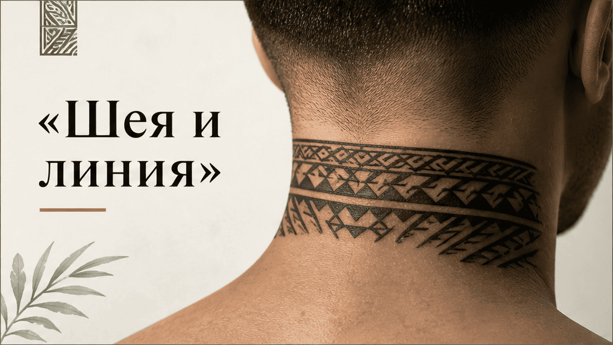Тату на шее: полинезийский орнамент, боль и заживление