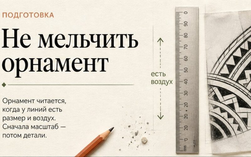 Как выбрать размер татуировки, чтобы полинезийский орнамент читался — обложка статьи блога Анастасии Барченко