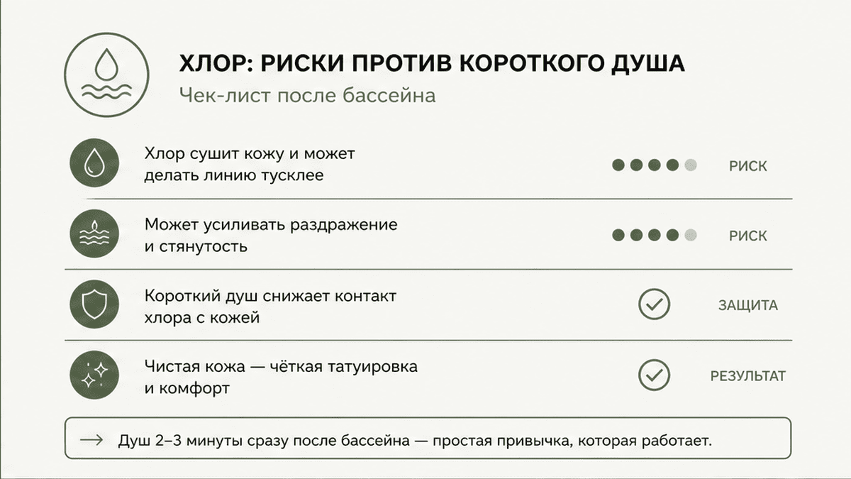 Свежая татуировка и риск хлора в бассейне