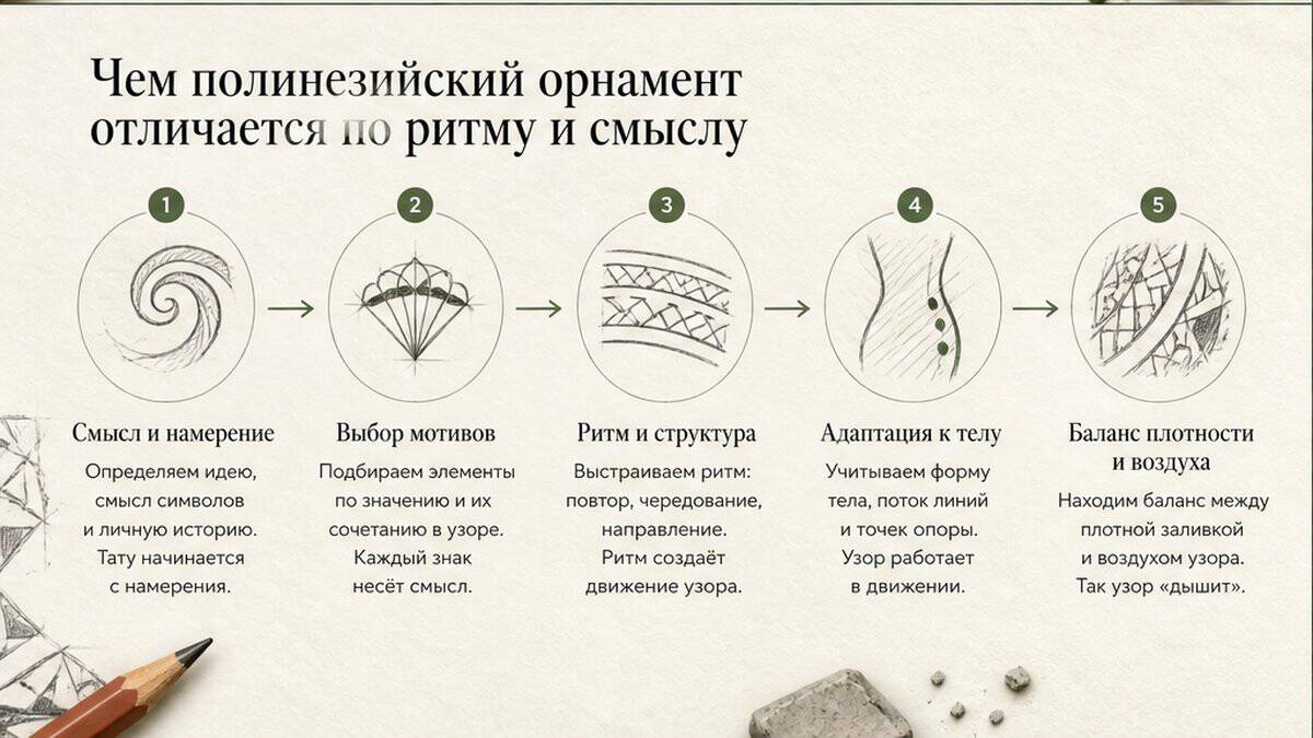 Схема шагов: чем полинезийский орнамент отличается по ритму и смыслу