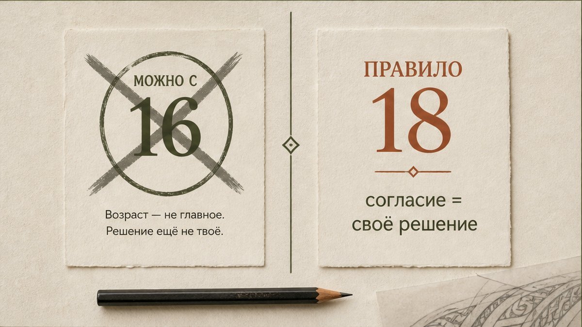 Иллюстрация: Почему «можно с 16» и «я колю с 18» — разные вещи