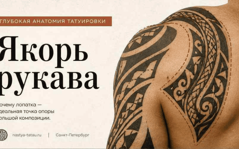 Тату на лопатке: композиция полинезийского орнамента, боль и заживление — обложка статьи блога Анастасии Барченко