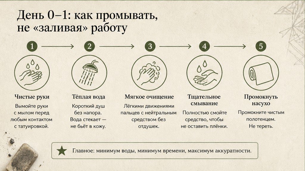 workflow_diagram: День 0–1: как промывать, не «заливая» работу