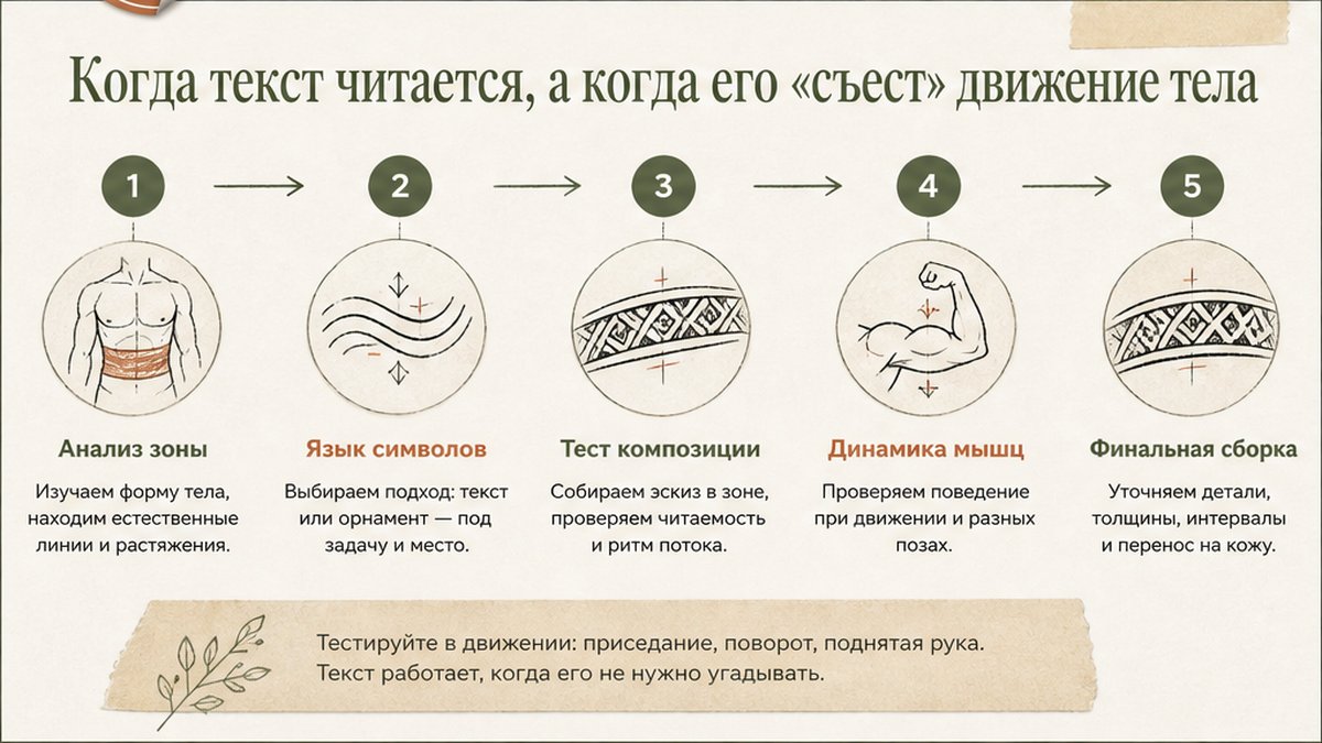 Схема шагов: Когда текст читается, а когда его «съест» движение тела