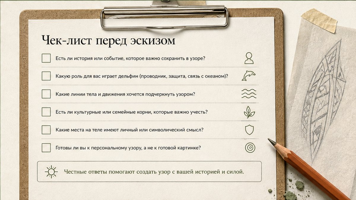 Чек-лист: Где дельфин держится в композиции и анатомии тела