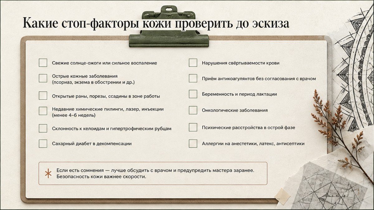 Чек-лист: Какие стоп-факторы кожи проверить до эскиза