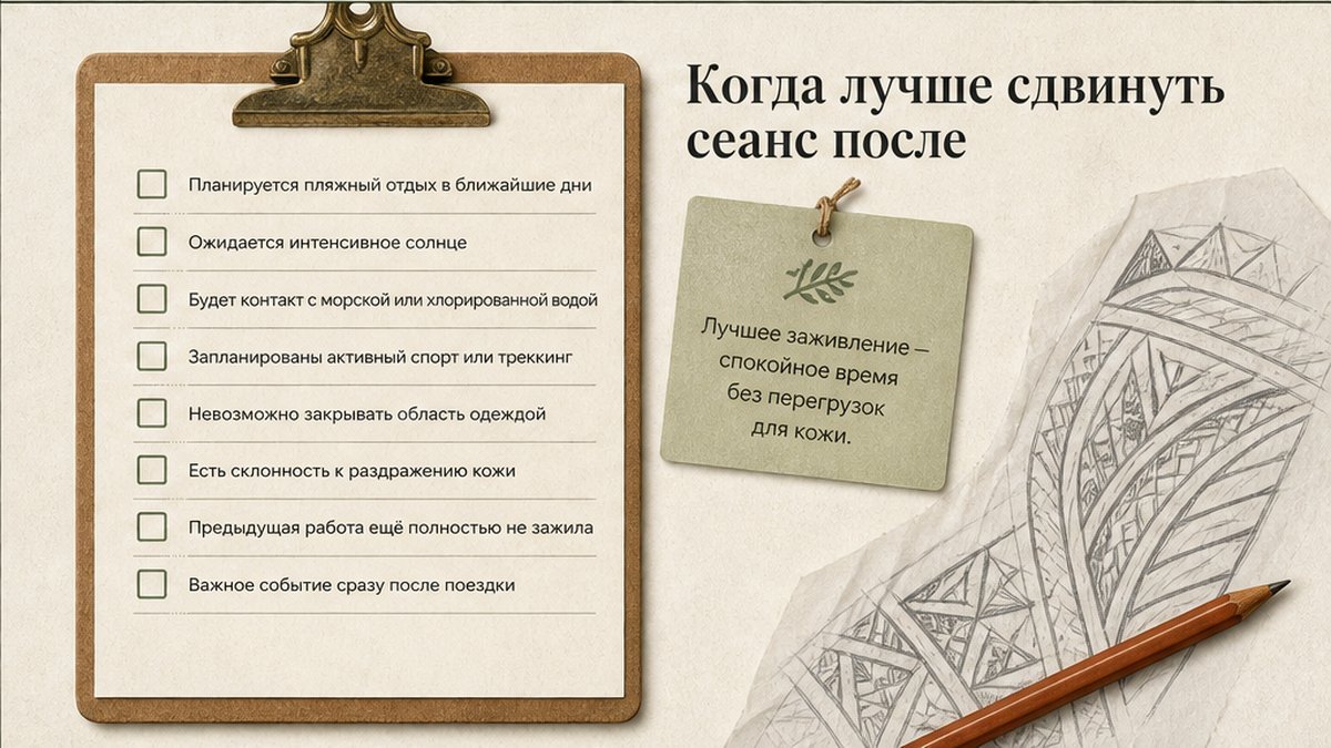 Чек-лист: Когда лучше сдвинуть сеанс после поездки