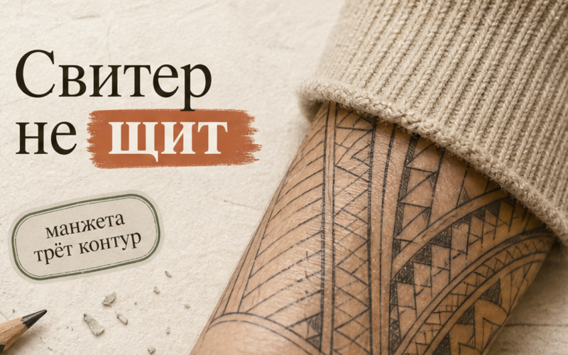 Тату зимой: крупный орнамент под одеждой без плёнки — обложка статьи блога Анастасии Барченко