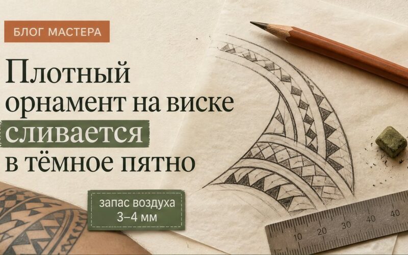 Тату на виске: когда полинезийский орнамент держит форму — обложка статьи блога Анастасии Барченко