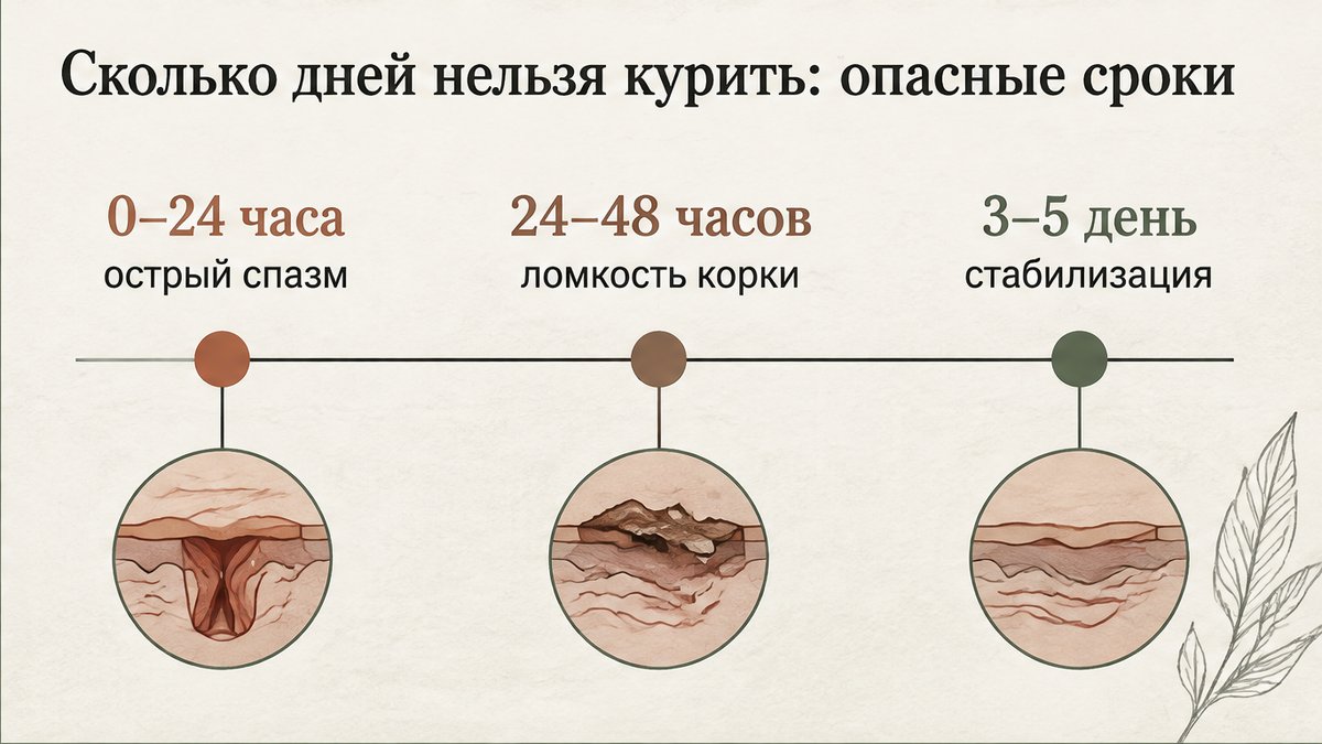 Карточка-инфографика: Сколько дней нельзя курить: опасные сроки