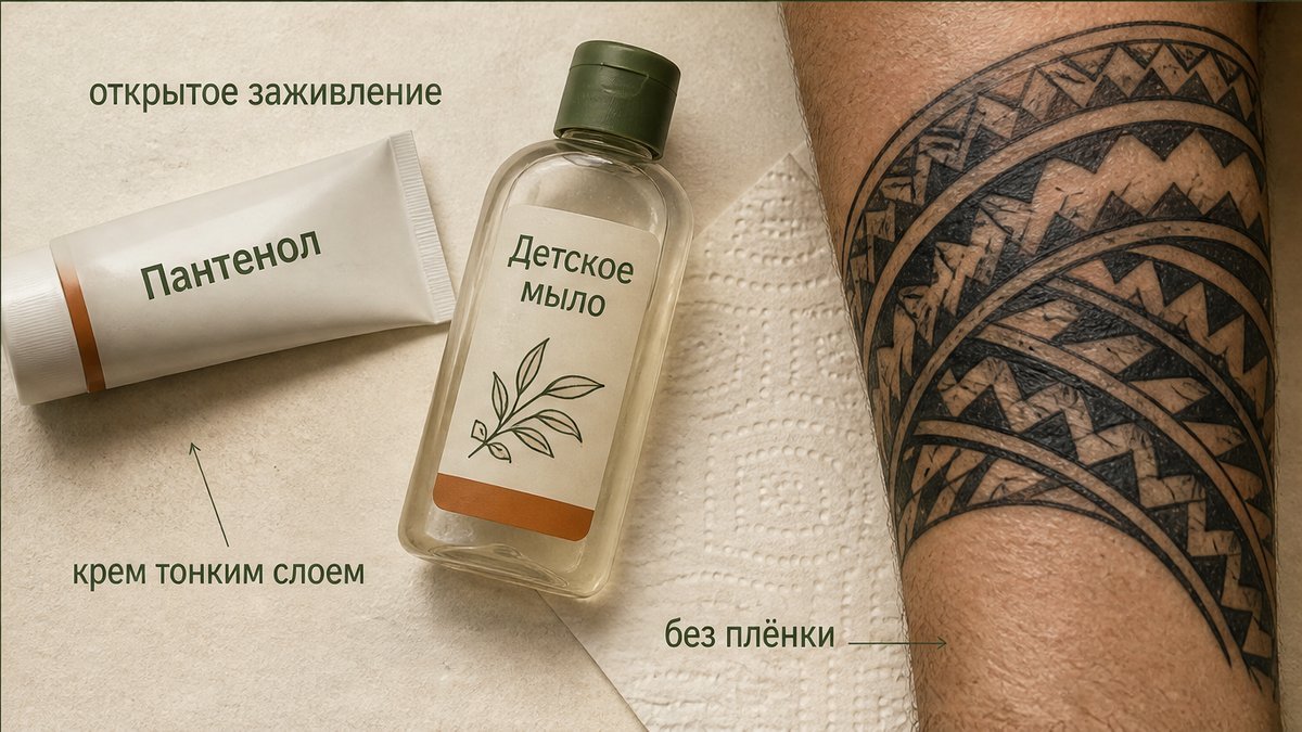 Открытое заживление виска с детским мылом и заживляющим кремом предотвращает отёк и выпадение пигмента.